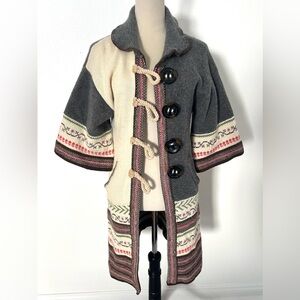 ANTHROPOLOGIE Sleeping On Snow Sweater Wool Blend Cardigan Fair Isle Size Small